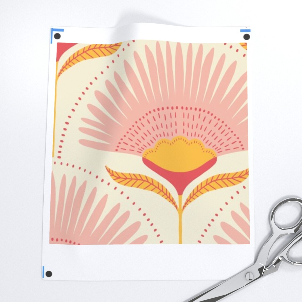 Jumbo Palms Art Deco Palm Mid Century Blush Pink Mustard Beige Geometric Scallops Scales Large Scale Custom Removable Wallpaper by Spoonflower Peel & Stick Wallpaper 2FT Wide